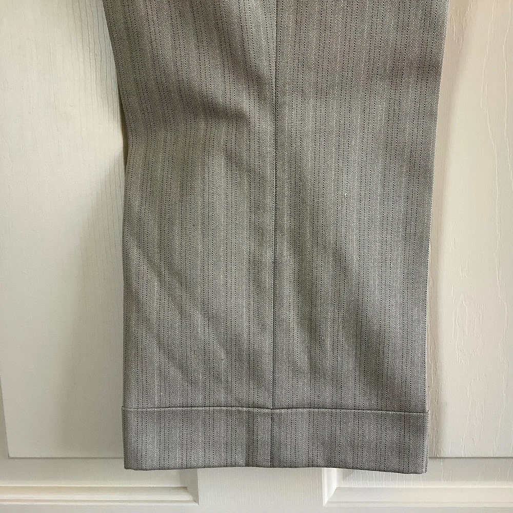 DKNY Cropped Cuffed Wide Leg Stretch Pant Striped Taupe SZ 10